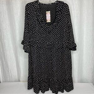 Black dress with very VERY light pink polka dots
